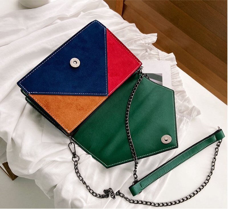 SMOOZA Chain Retro Matte Patchwork Crossbody Bags for Women Messenger Bags Strap Shoulder Bag Lady Small Flap criss-cross Bag