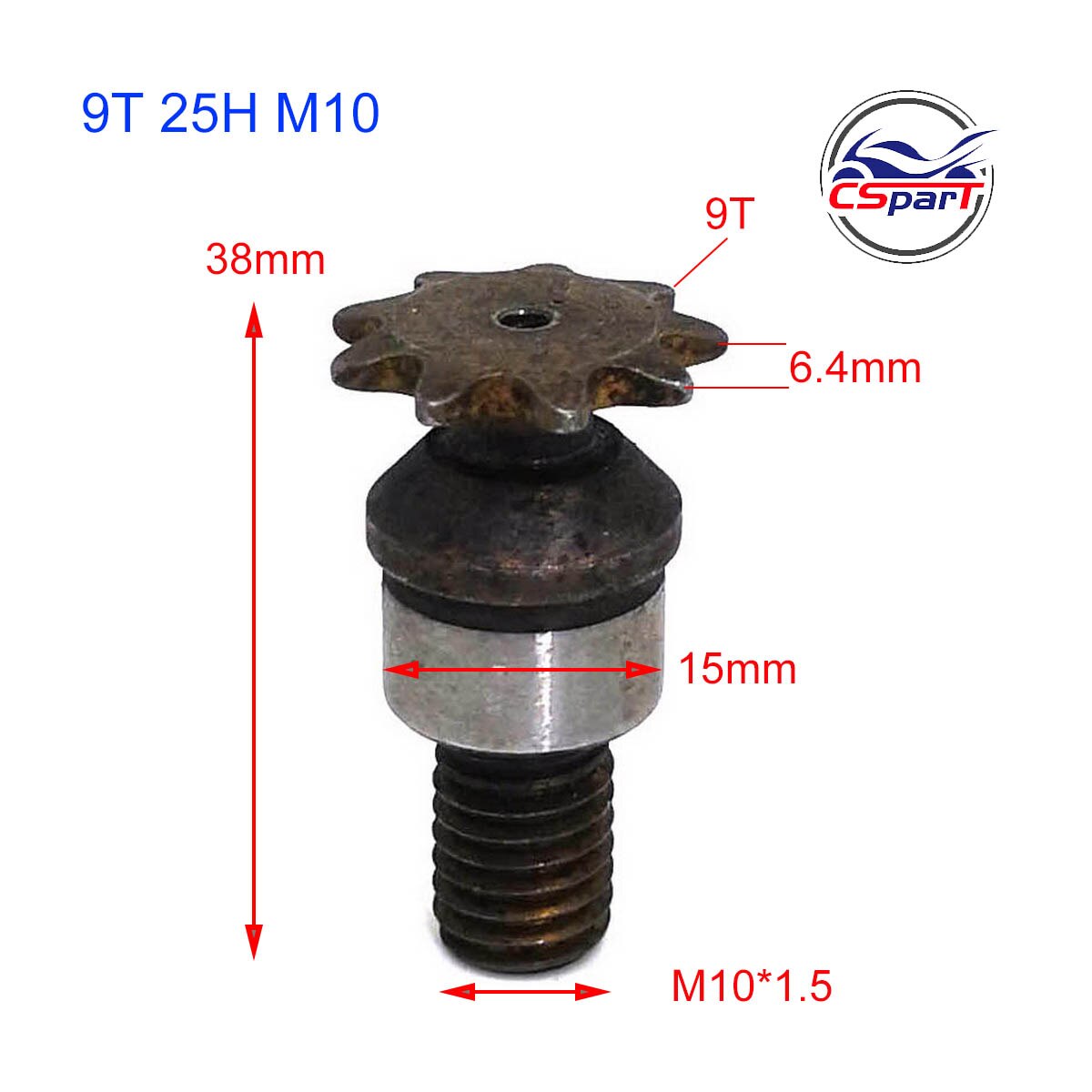 Piñón delantero para Mini Moto, piñón de engranaje delantero de 47CC, 49CC, de bolsillo, Dirt Bike, ATV, 6, 7, 8, 9 dientes, 6T, 8T, 9 T, 25H, T8F, rosca de 10MM: 9T M10 25H