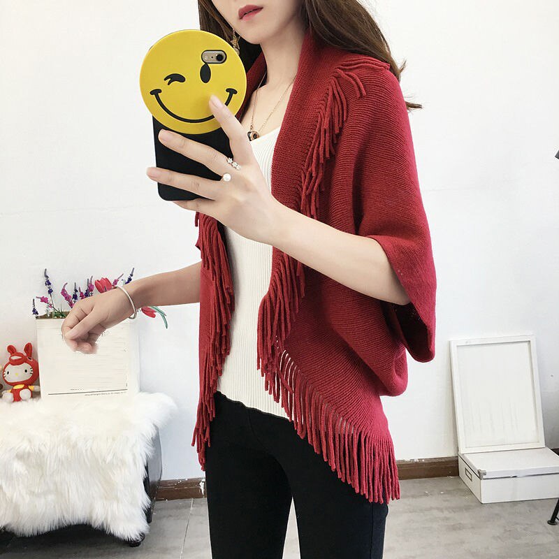 Herfst Truien Vrouwen Vest Omzoomd Trui Mode Dame Mantel Sjaal Losse Solid Vesten Gebreide Truien Bovenkleding