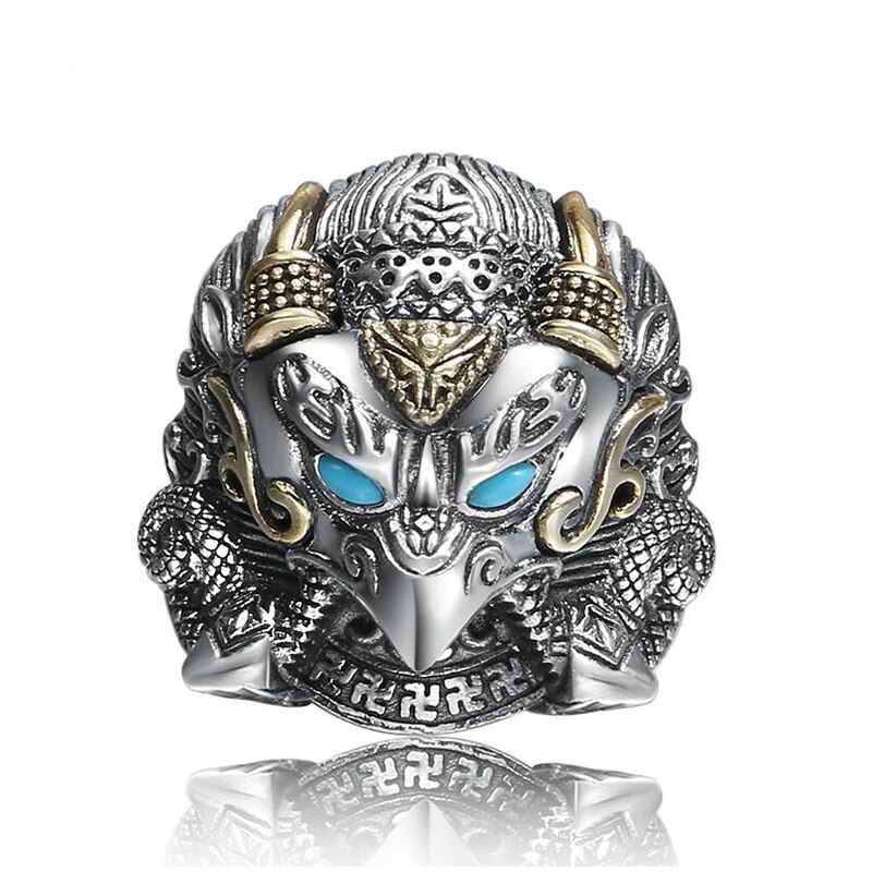 Anello di 100% Reale 925 Gioielli in argento sterling Epoca Animale Desert Eagle Intarsiato Pietre Anello Regolabile Donne Degli Uomini Dei Monili FR35