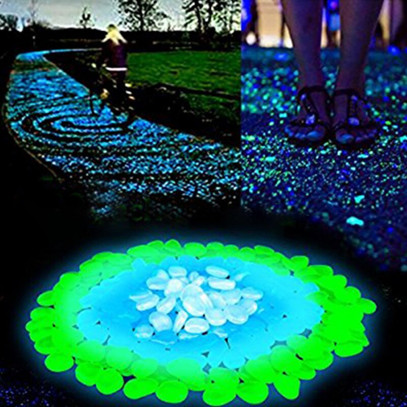 20pcs Glow In The Dark Garden Pebbles Glow Stones Rocks for Walkways Garden Path Patio Lawn Garden Yard Decor Luminous Stones