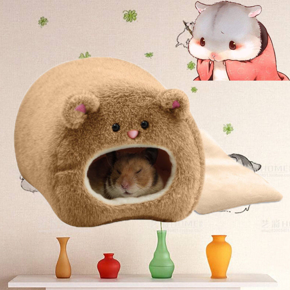 Leuke Ratten Hamster Winter Warme Opknoping Kooi Hangmat Schattige Beer Huis Met Bed Mat