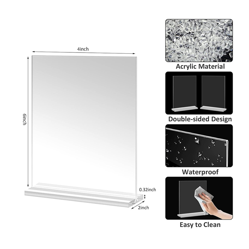 Velif-akryl fotoram 4 x 6 tum , 8- pack plast fotoramshållare stående, dubbelsidig bildskärm på skrivbordet