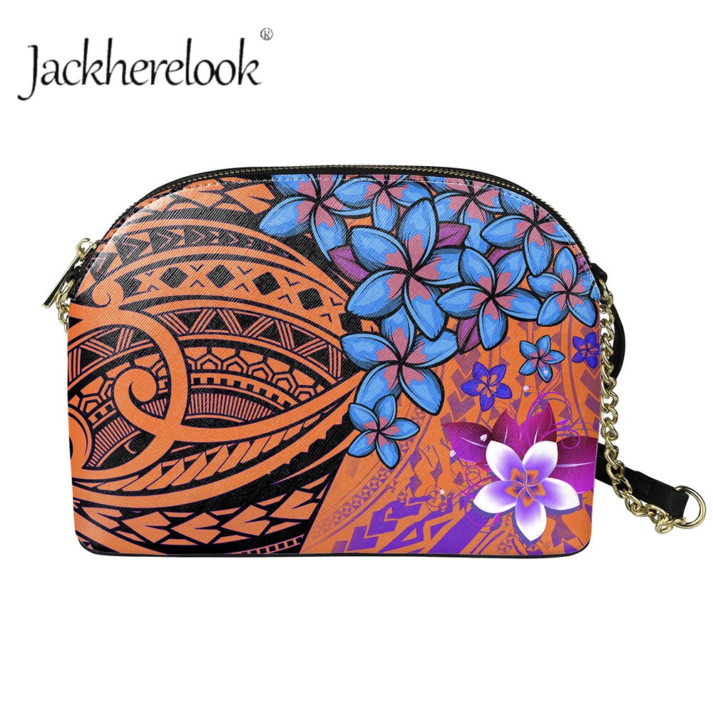 Jackherelook enthic tribe-patroon dames messengertas met grote capaciteit, plumeriaprint, mini casual schoudertas met ketting, bolsa: Hqcb 217 d 49