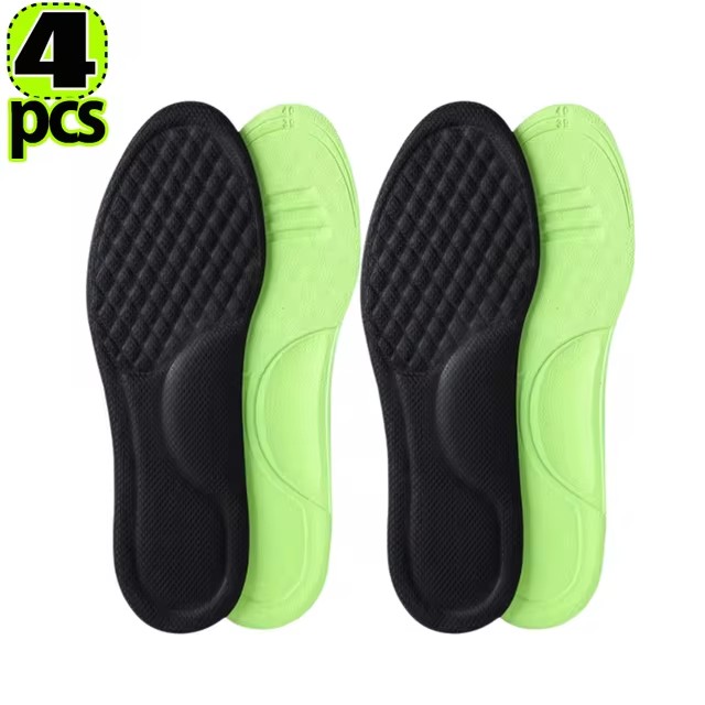 12/2pcs Sports Insoles for Shoes 5D Massage Soft Deodorant Breathable Shock Absorbant Cushion Running Insoles for Feet Men Women: black / 6