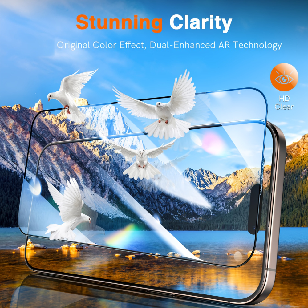 2Pcs HD Clear Tempered Glass Screen Protector With Install Kit Auto-Alignment Kit For iPhone 17 16 15 14 13 12 11 Pro Max 17Air