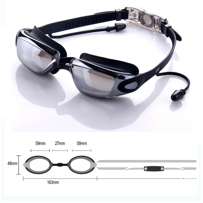 Men Women Silicone Swimming Goggles Anti-fog UV Swimming Glasses With Earplug Water Sports Eyewear