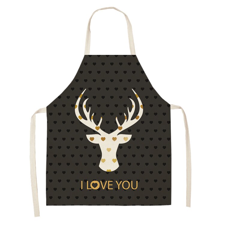 Hertenletter geometrische keukenschorten voor vrouwen katoenen linnen slabbetjes huishoudelijke schoonmaakschort thuis kookschort 53*65cm wql 0197: 2wq- wql 0197-4