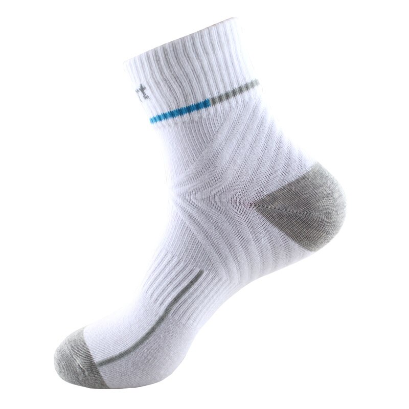 Efterår / vinter 5 par / parti mænds sokker udendørs sports basketball sokker i sokkerne: Hvid med grå