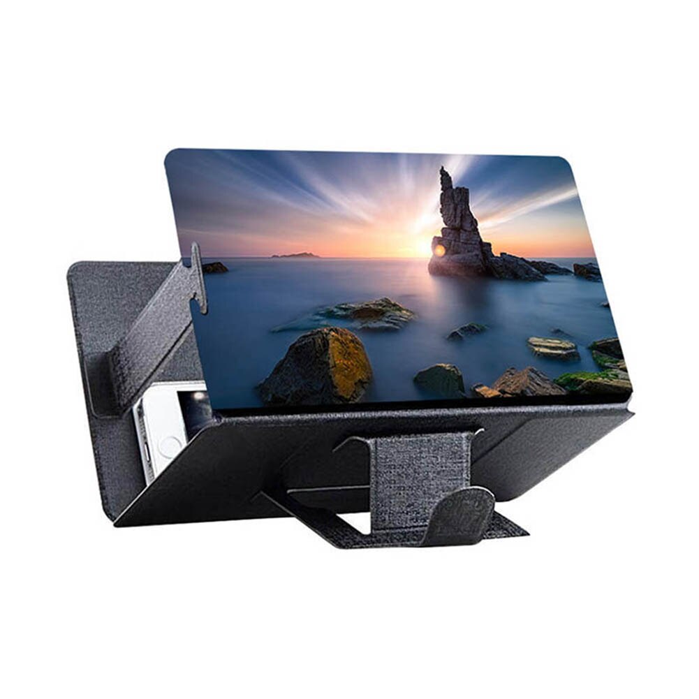 Universal Mobile Phone Stand Holder 3D Screen HD Video Amplifier Magnifying Glass Stand Bracket Holder Accessories Bracket: Black