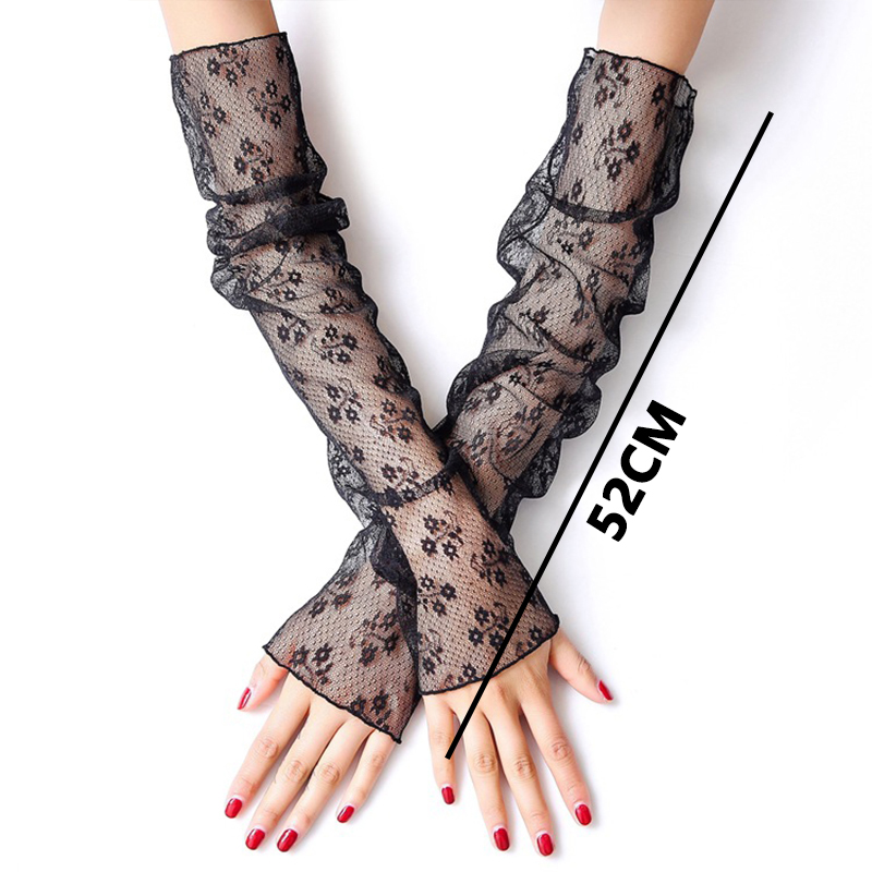 Mangas de protección solar para mujer, manguitos de malla de hielo, guantes de medio Dedo de encaje para ciclismo, manguitos finos para conducir, calentadores de brazo de verano