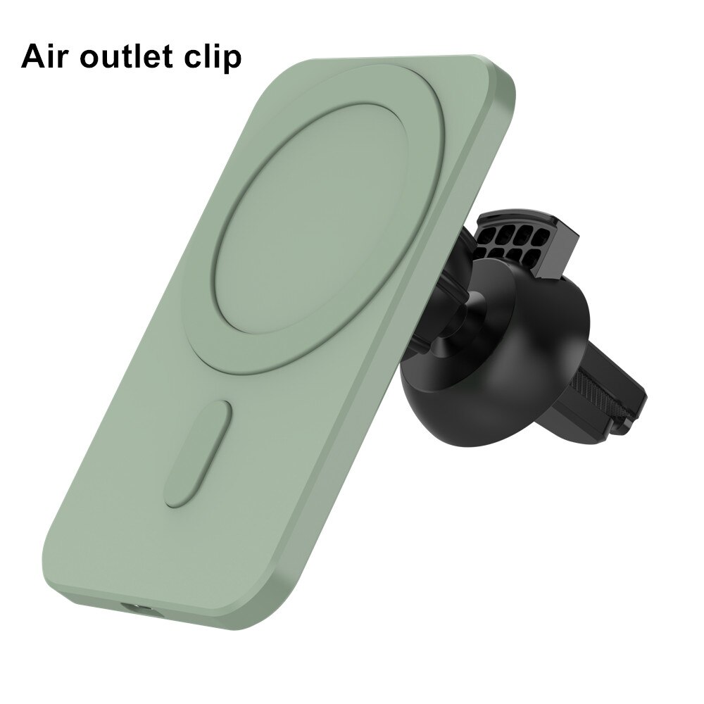 15W Auto Qi Draadloze Oplader Mount Voor Iphone 12 Mini 12Pro Houder Gemonteerd Qi Standaard Magnetische Draadloze Auto Air vent Lader: Green with Air Vent