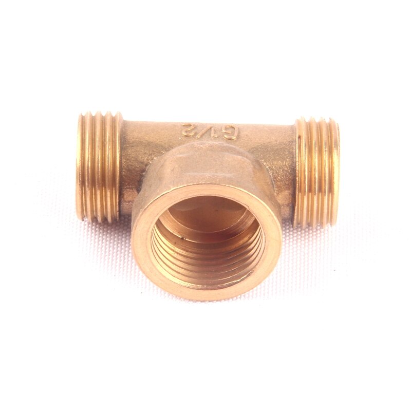 1pc 1/2 Inch Brass Tee Connector One Female Thread and Two Male Thread Copper 3 Way Connector