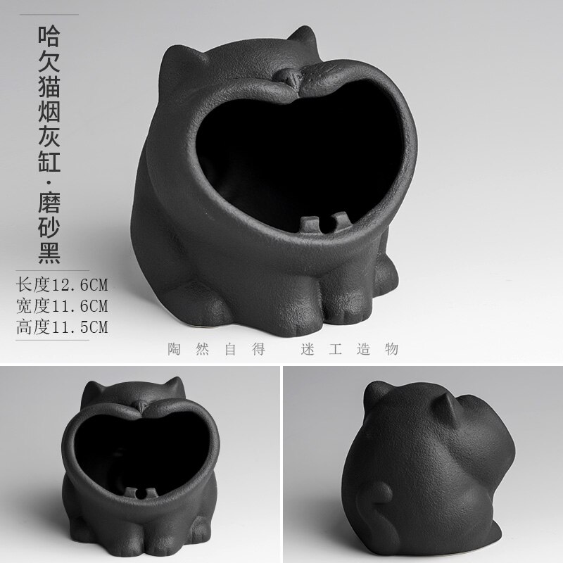 Nordic Art Retro Ceramic Small Animal Ashtray Anti-fly Ash Simple Living Room Office Ashtray Multi-functional Storage Ornaments: A