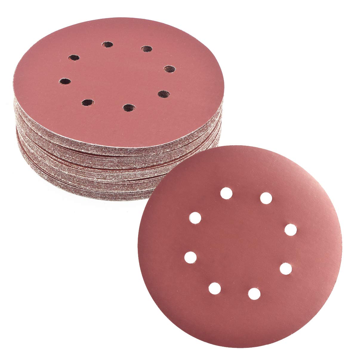 10Pcs 7 Inch Sanding Disc 8 Hole Hook and Loop 40-180 Grit Flocking Sandpaper For Grinder Random Orbital Sander Paper