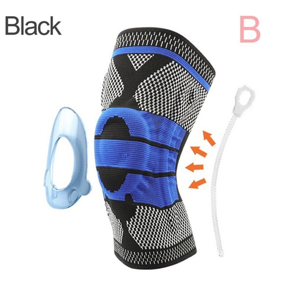 1 pcs Knee Protector Brace Silicone Spring Knee Pad Basketball Running Compression Knee Sleeve Support Sports Kneepads: Yellow / L