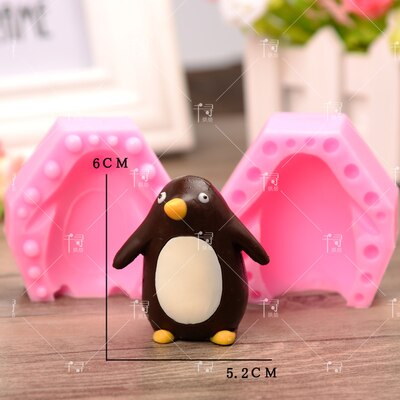 Moule bricolage à chocolat pingouin 3D | Décoration de gâteau, Fondant Dessert pâtisserie savon fait main résine de bougie Silicone: big
