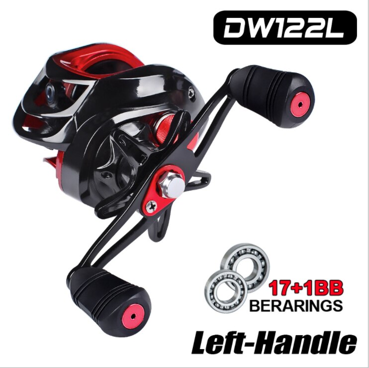 Pêche Baitcasting bobine tout métal bobine 18 + 1BB 10kg/22LB Max glisser Force rapport de vitesse 7.2:1 magnétique métal coulée pêche bobine: Rouge / Droite