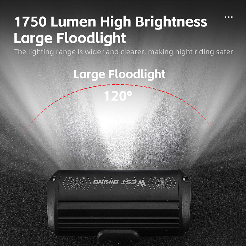 West Biking 1750 Lumen Hoge Helderheid Fiets Koplamp 4000Mah Waterdichte Fiets Licht Quick Release Cycling Grootlicht