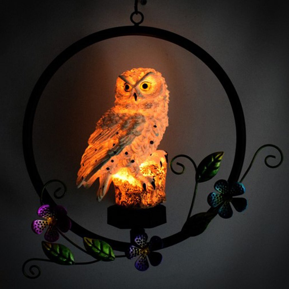 Lampe solaire extérieure hibou lumière à énergie solaire, hibou en pierre pour la lutte contre les ravageurs des oiseaux épouvantail jardin cour décoration