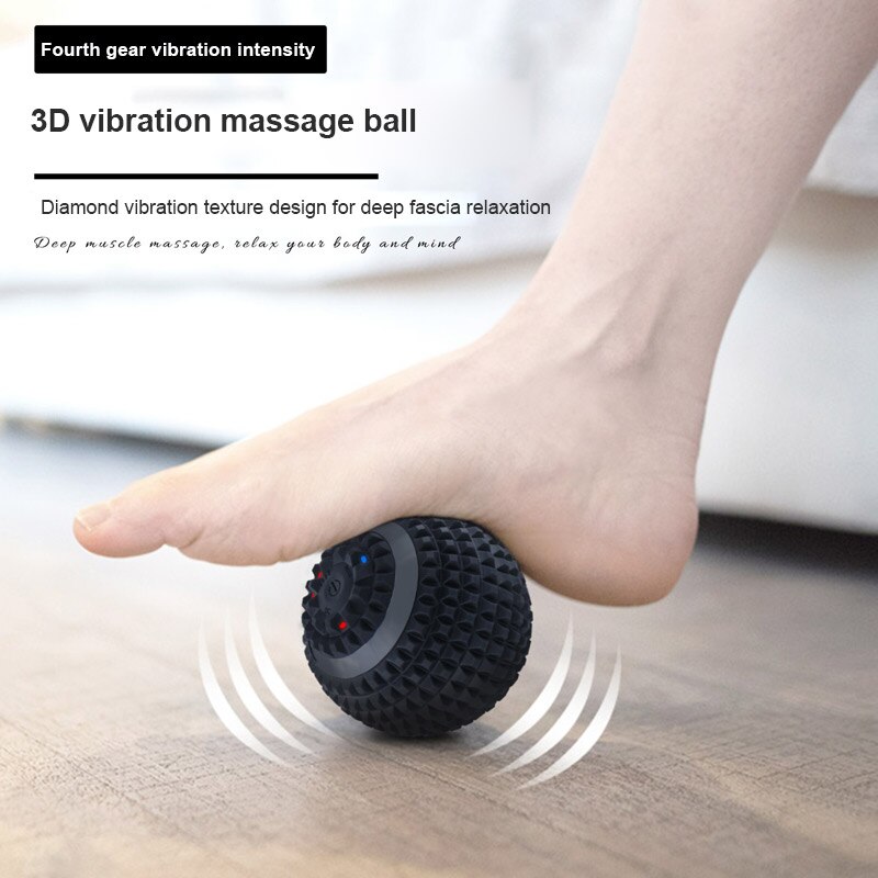 Silicone Massage Ball USB Electric Yoga Ball Deep Muscle Vibration Fitness Ball Adjustable Foot Massage Fascia Ball Relieve Pain