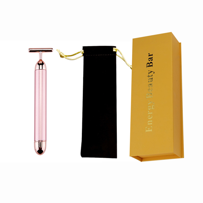 Rouleau électrique de Massage du visage, barre de beauté en or 24K, bâton de soins du visage vibrant et étanche: Rose g with gift Box