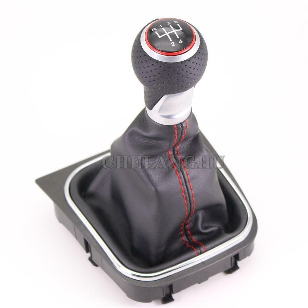 For VW Golf 6 A6 MK6 GTI GTD R20 Car-styling car 5 speed Gear shift knob pu leather Boot