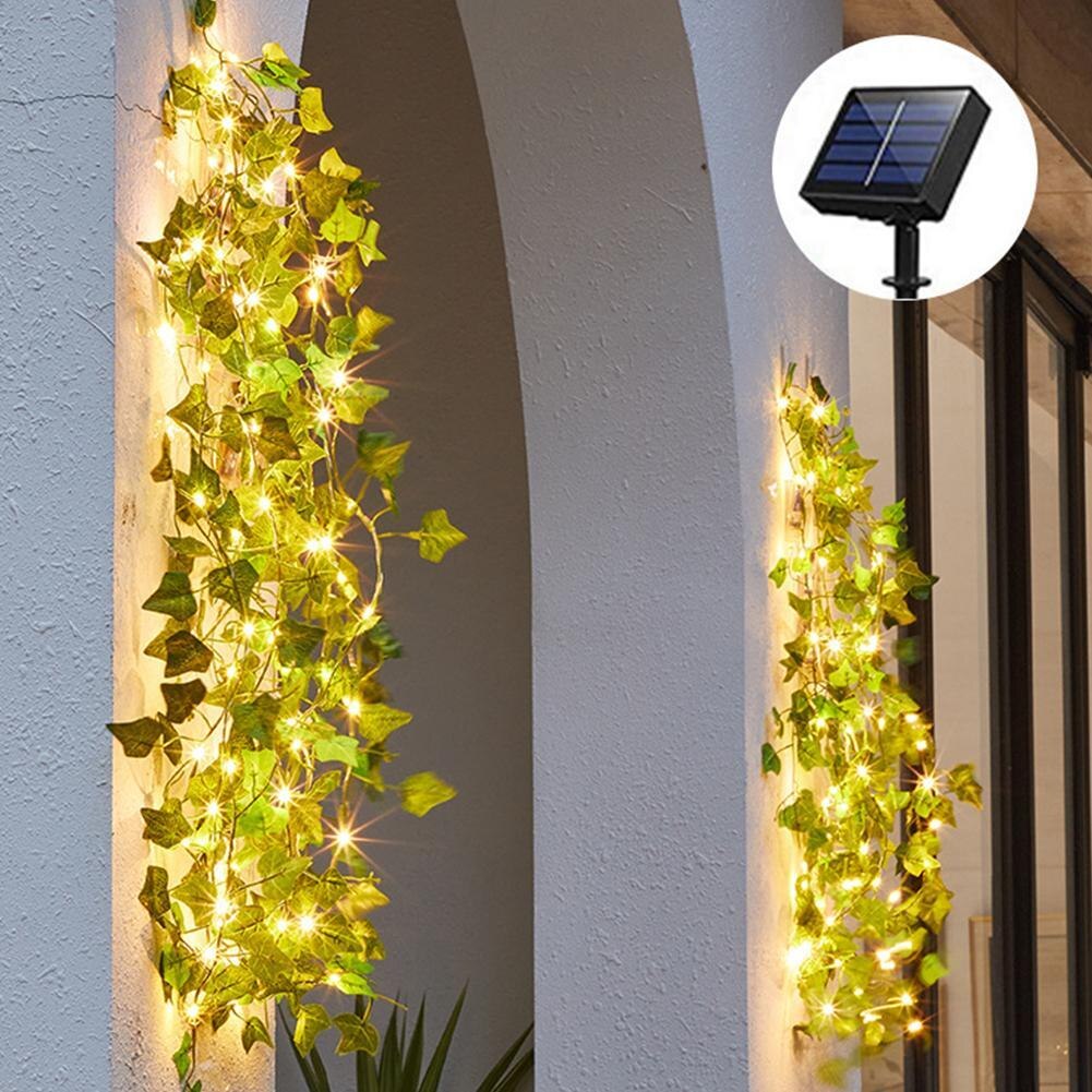 Solar Green Rattan String Lights Automatically Start Garden Night Home Fence Decoration Lighting Q3V7
