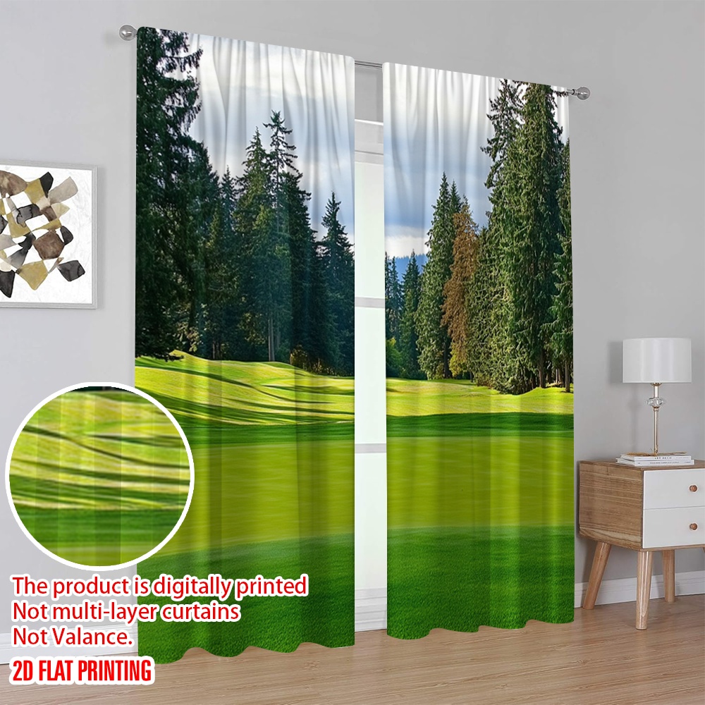 2 pçs pátio de golfe cortina grama verde gramado bandeira de golfe montanha floresta árvores natureza golfe esportes tema festa decorações