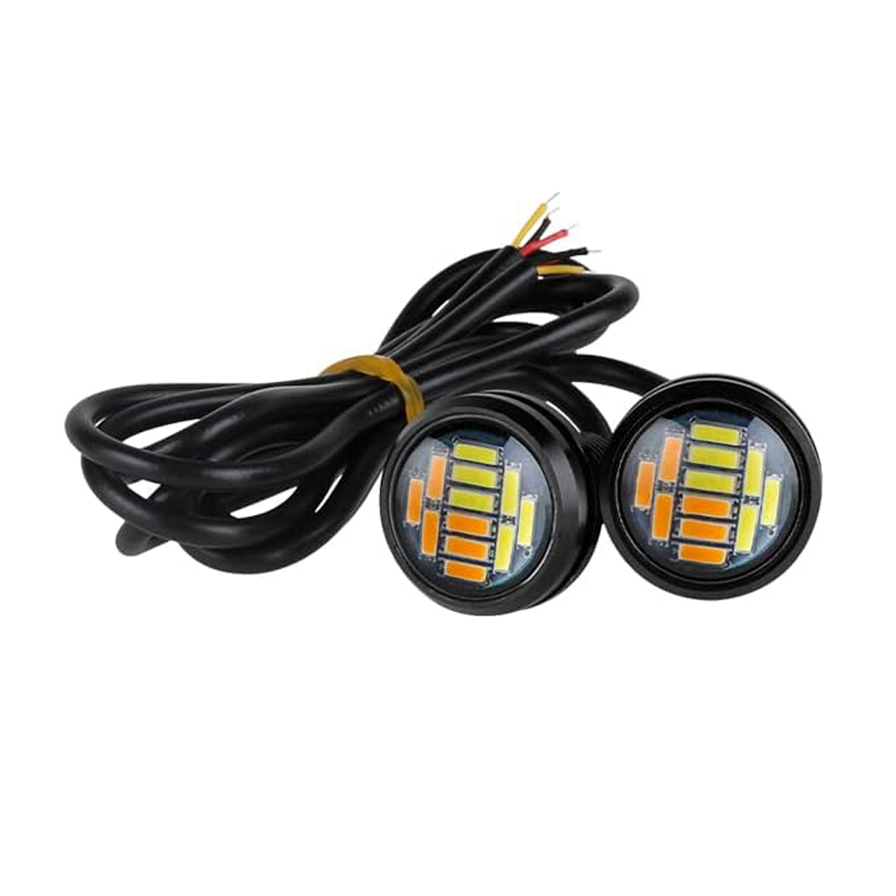 Lámpara LED Eagle Eye 23mm 12SMD luces de circulación diurna lámpara de señal blanca amarilla señal de giro, luz lateral, luz de marcha atrás, luz trasera