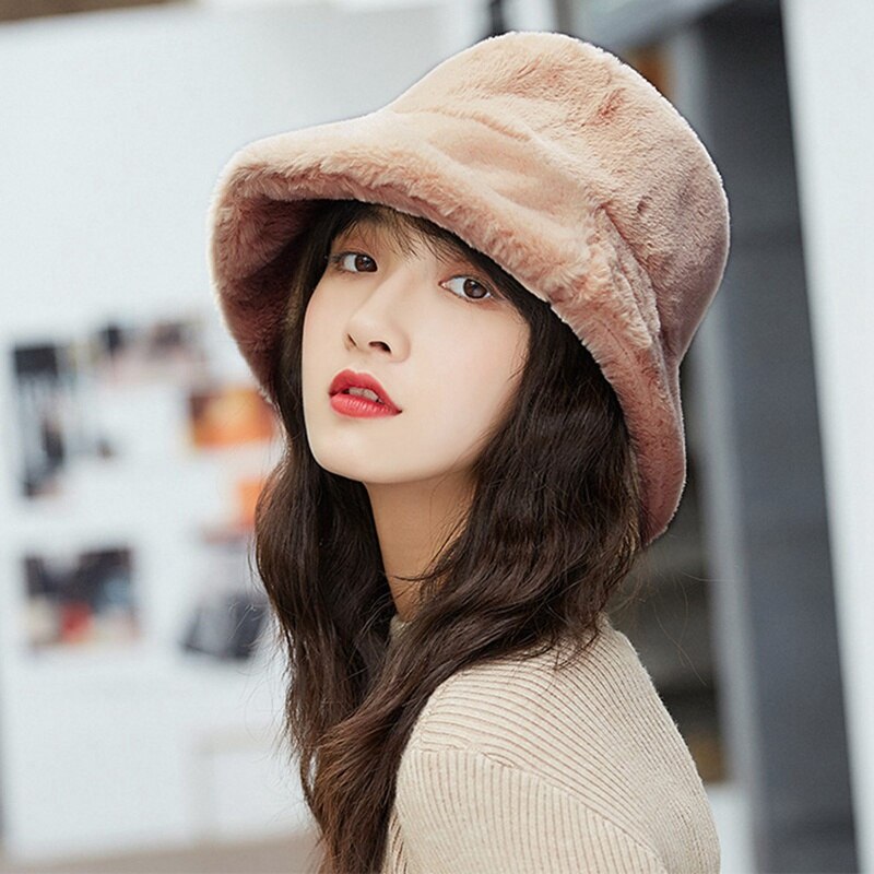 Chapeau en peluche pour femmes, coréenne, coupe-vent tendance, chapeau à bord plat, large, automne et hiver: KK