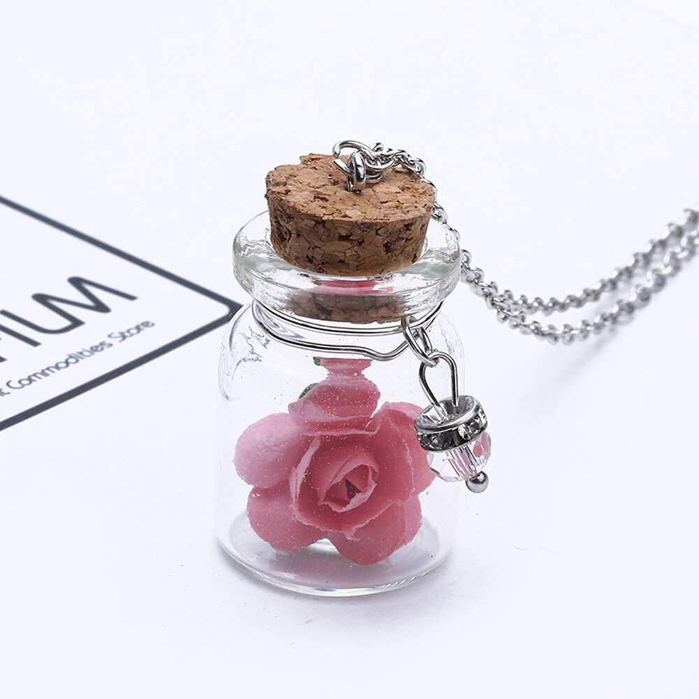 Fast Glow in the Dark Flower Glass Tiny Wishing Bottle Vial Necklace Pendant Chain Car ornaments