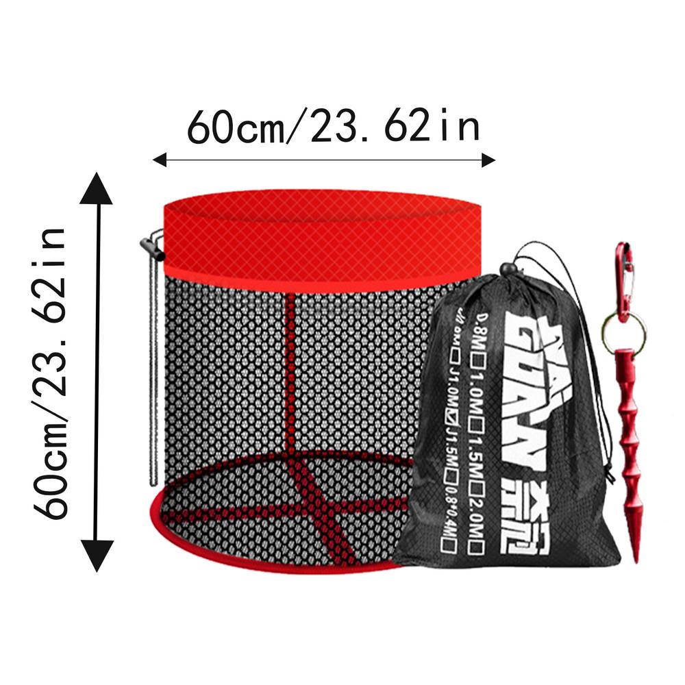 Floating Fish Basket Fishing Bait Mesh Fish Cage Fishing Tools Floating Drawstring Fishing Basket Fish Keeper Net Portable: Red