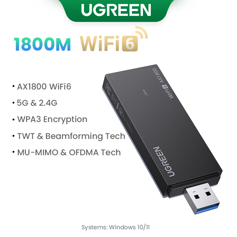 UGREEN WiFi-Adapter WiFi6 AX1800 USB3.0 5G & 2,4G Dualband USB WiFi für PC Laptop WLAN-Antenne USB-Ethernet-Empfänger Netzwerkkarte: Default Title
