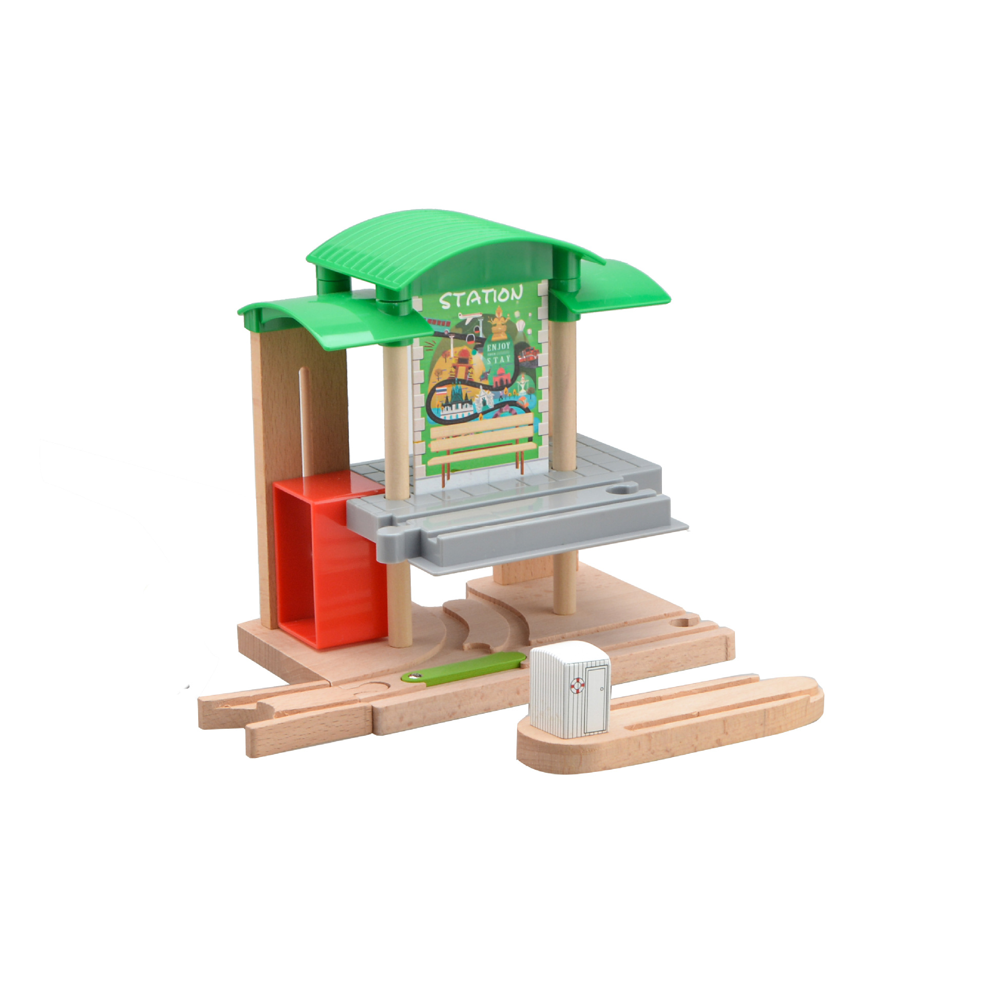 Houten Trein Trein Station Houten Spoor Speelgoed Elektrische Trein Spoor Accessoires Fit Voor Alle Hout Tracks Speelgoed Voor Kinderen