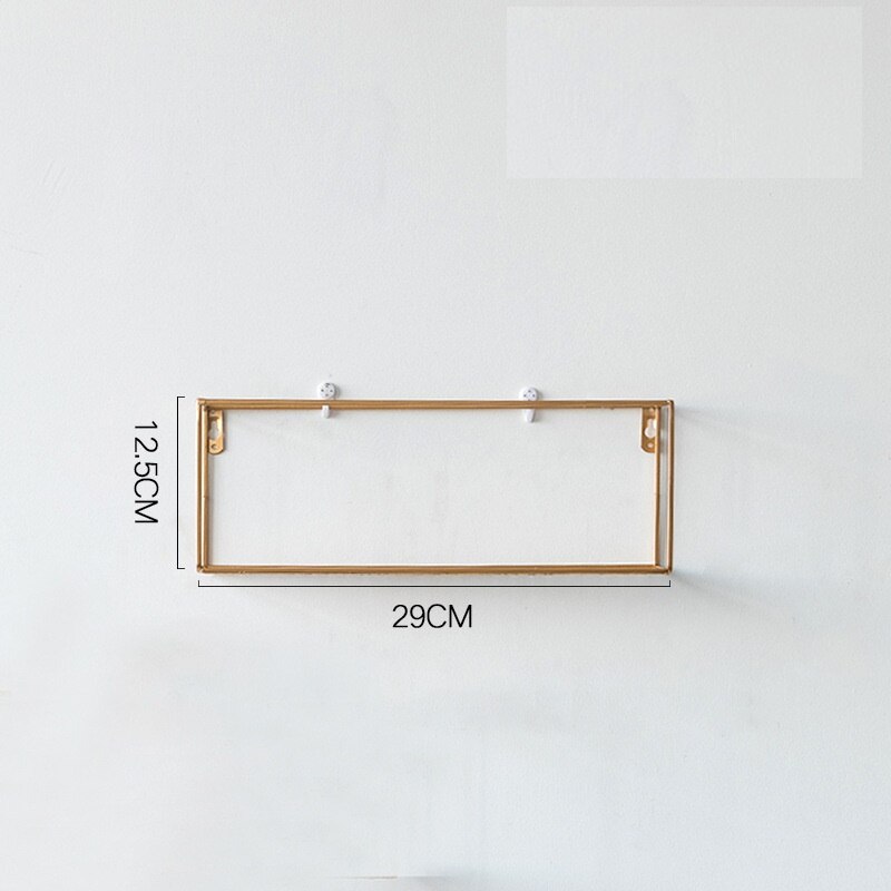 Estantes de hierro dorado para pared, manualidades de decoración de escritorio creativas de Metal, soportes de almacenamiento, organización de estantería flotante colgante para el hogar: S-Golden