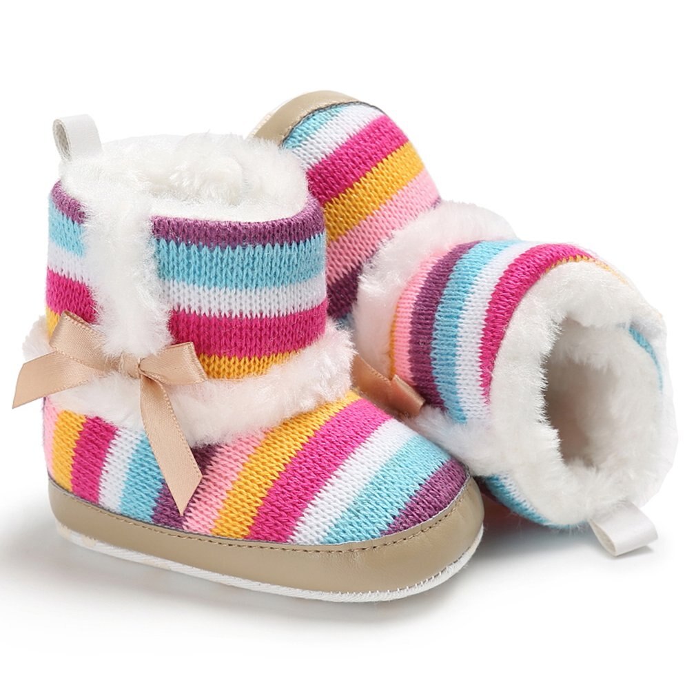 Regenbogen Streifen Baby Stiefel Farbe Streifen Baby Kleinkind Woll Stiefel Baumwolle Stiefel