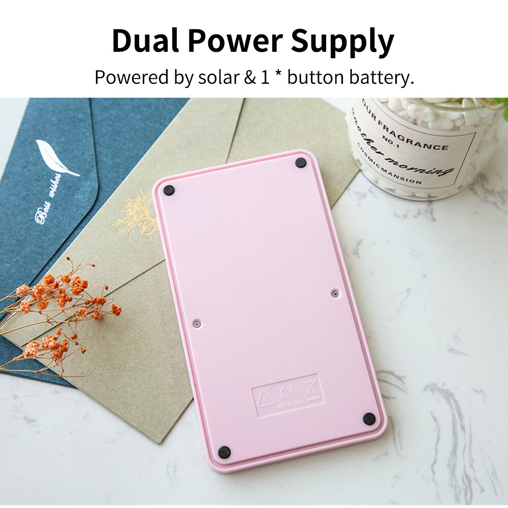 Portable Desk Calculator 10 Digits Display Solar Energy &amp; Button Battery Dual Power Accounting Tool School Office Supplies