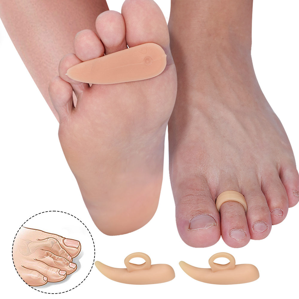 Pexmen 2/4 Stuks Gel Hamer Teen Straightener Corrector Teen Afscheiders Teen Rechttrekken Kussen Voor Mallet En Overlaping Tenen: Donker Kaki