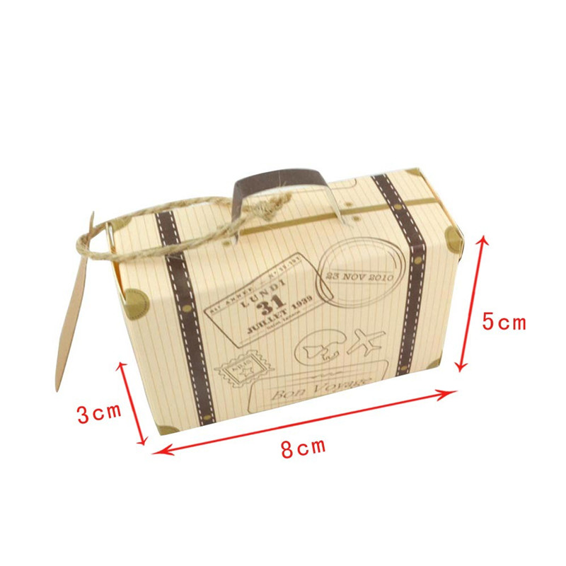 1pcs Vintage Mini Suitcase Candy Boxes Sweet Bags Wedding Party paper bag Party Supplies