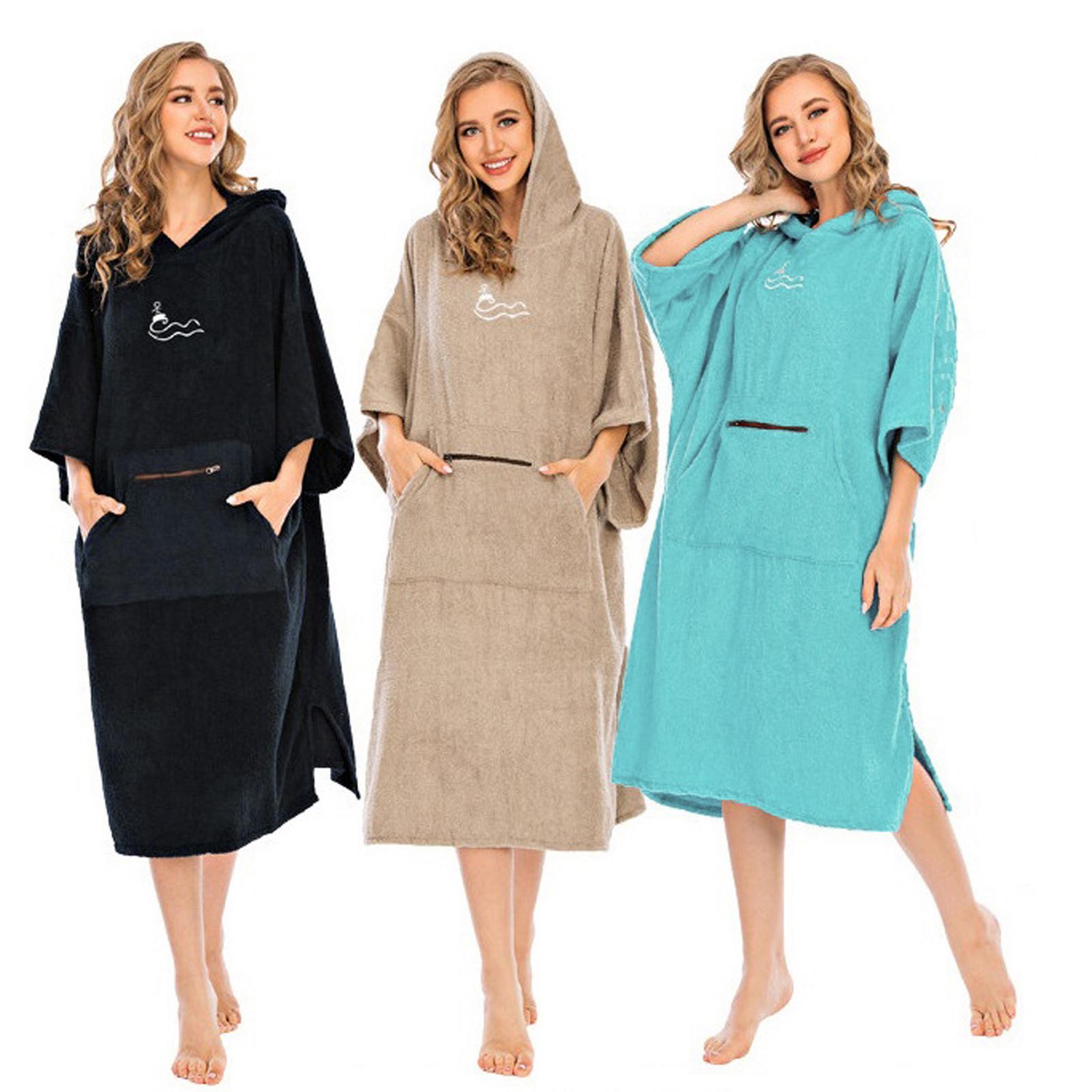 Premium Veranderende Gewaad-Korte Mouw Hooded Surf Poncho Handdoek Volwassen Zwemmen Strand Duiken Mantel