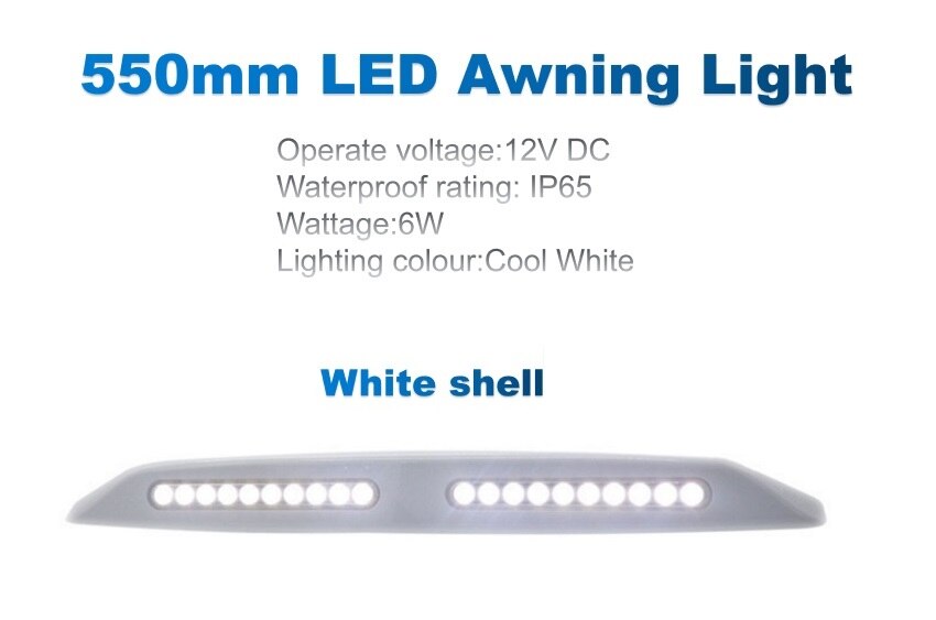Exteriör led markis lampor  dc 12v veranda annex vägglampa bar för rvs husbil husvagn släp off road cool vit: Vitt skal