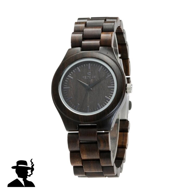 Reear – montre automatique en bois de santal noir, fait à la main, pour amoureux, à Quartz, en bois naturel frais, dans un coffret: Men