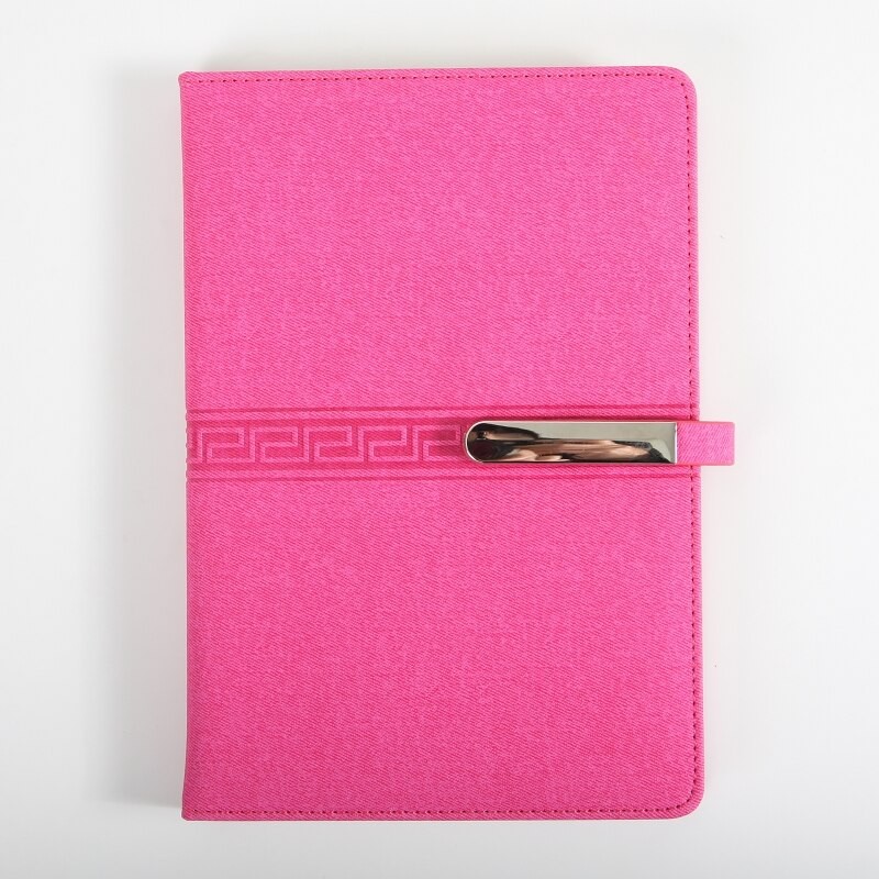 Metalen slot leren notitieboekje met pennenset zacht dagboek merklogo dagboek planning planner, dik papier met 200 gelinieerde pagina's