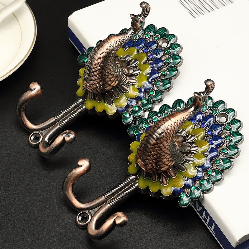 Tenture murale crochet Vintage paon pour suspendre vêtements chapeau écharpe clé paon cintre support décoration murale rideau crochets décor à la maison