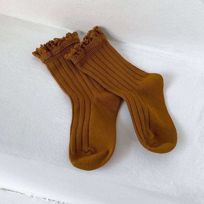 MILANCEL Frühling Neue Mädchen Socken Feste Koreanische Pilz Eisstockschießen Socken: Braun