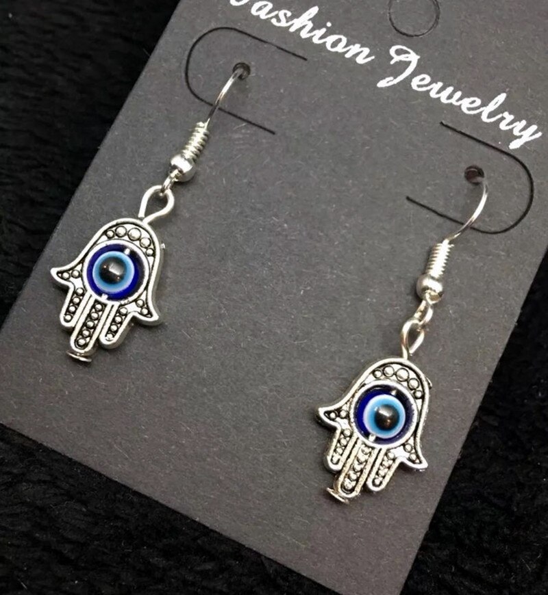 Mini hamsa käsi korvakorut fatiman käsi henkinen jooga buddha paha silmä riipus suoja onnen onnea rakkaus uskonnollinen nastat silmä: 1