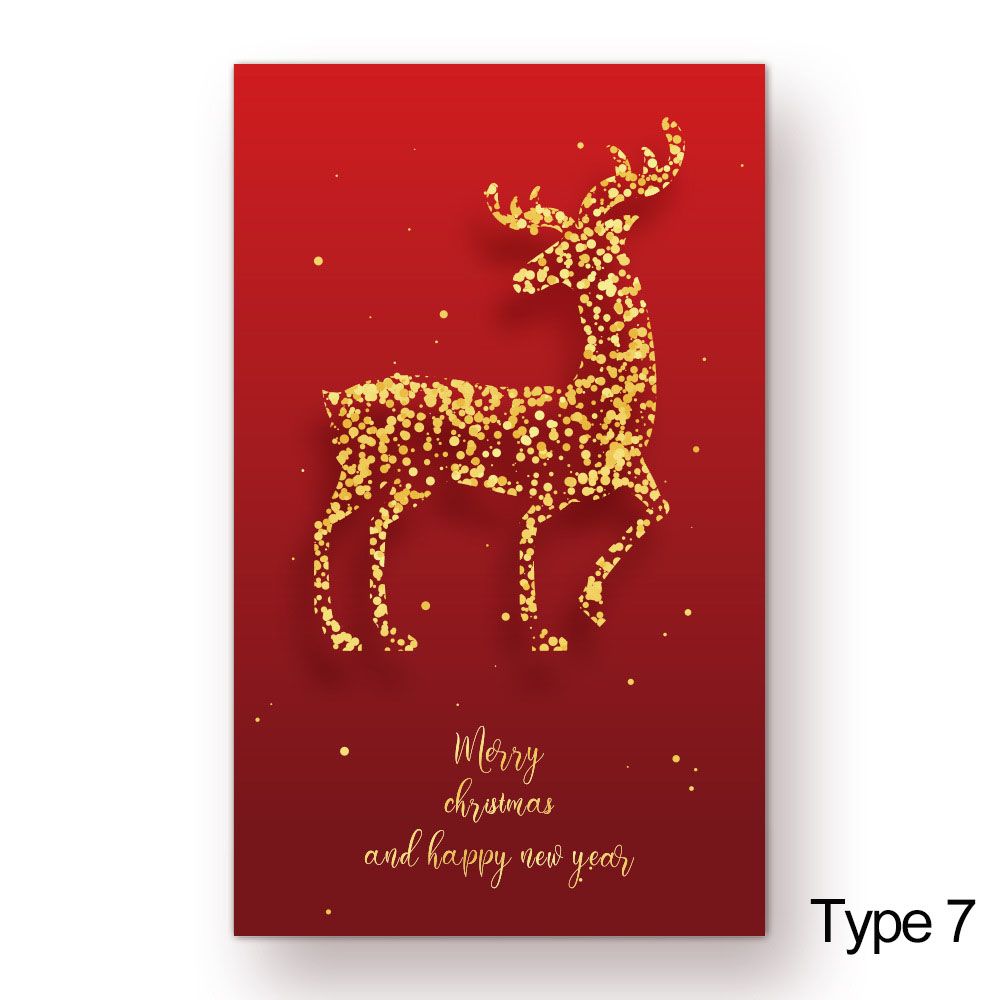 50 stk. god jul-kort godt år melding hilsen postkort juletre hjort pakkeinnlegg innpakning dekor: Blå