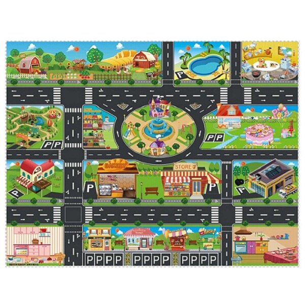 Teppich Stadt Straße Szene Verkehrs Autobahn Karte Spielen Baby Spielen matt Pädagogisches Spielzeug Für freundlicher Fitnessraum Spiele für freundlicher: 1pc Stadt Karte