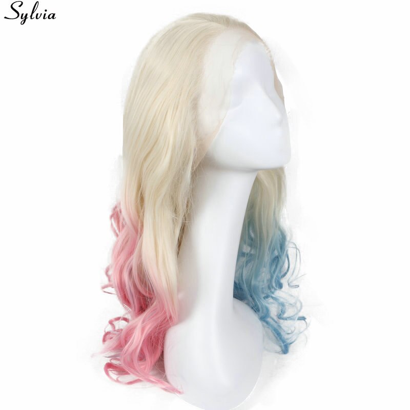 Review for Half blue half Pink big wave wig YV40408